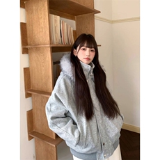 网图座山雕毛领连帽休闲毛呢拼接秋冬棉服情侣款上衣外套P118，男装棉衣，电商C306-1