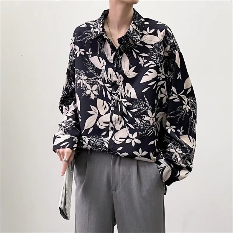 春夏季新款衬衫潮流慵懒男方领四面弹料印花衬衫C166P28,男装衬衫,星座1116-2