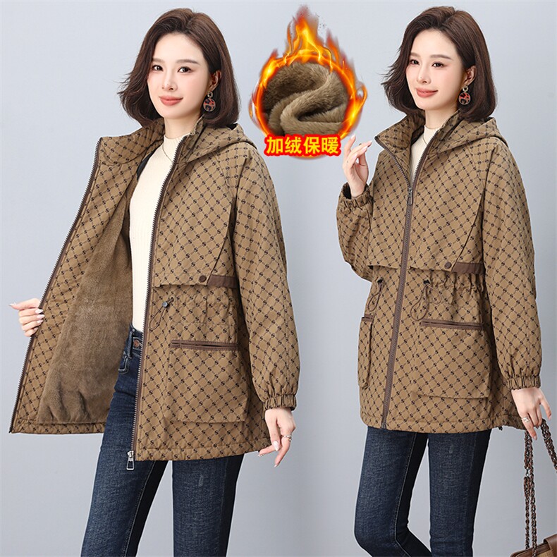 冬装加绒加厚外套中年时尚仿兔毛派克服中老年女宽松棉服,女装大码女装,奕阳依阁