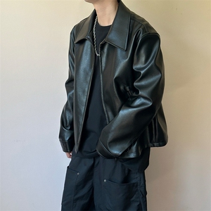 秋季新款短款夹克皮衣潮男设计感上衣外套A351-AP2595-P100图片