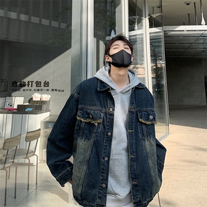 秋季新款牛仔外套男宽松潮牌帅气ins百搭牛仔夹克痞帅牛仔衣图片