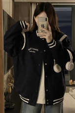 2024年新款港风日系复古字母刺绣立领棒球服夹克外套JK1262-P80，男装夹克，星座313A(原308A-2)