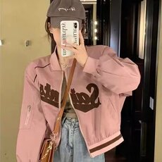 美式休闲棒球服外套女小个子春秋款辣妹风飞行员夹克短款上衣秋，男装夹克，星座1210-1