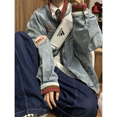 春秋字母刺绣牛仔外套男士百搭宽松帅气复古立领夹克JK5529，男装夹克，星座1116A（原606A-3）