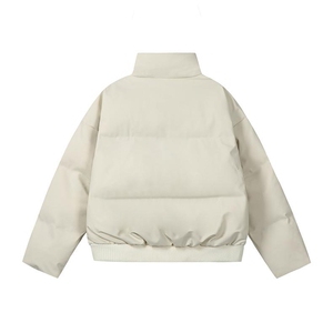现货5W件冬季三防重磅硬挺boxy短款羽绒立领PU皮棉衣外套加厚棉服,冬季黑色水貂绒短裤搭配图片