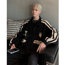 美式鹿皮绒字母印花翻领夹克外套男春秋款式运动棒球服JK108-P78，男装夹克，电商C307A