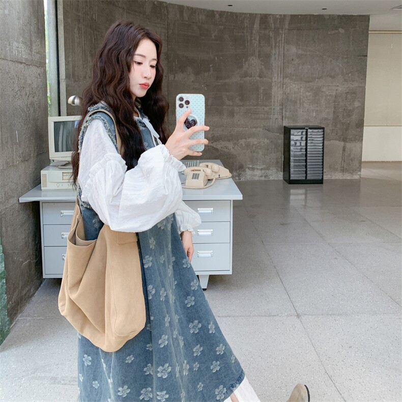 新品重工水洗刺绣牛仔面料叠穿2件套装5601-P185-K298长袖,女装连衣裙,2C275