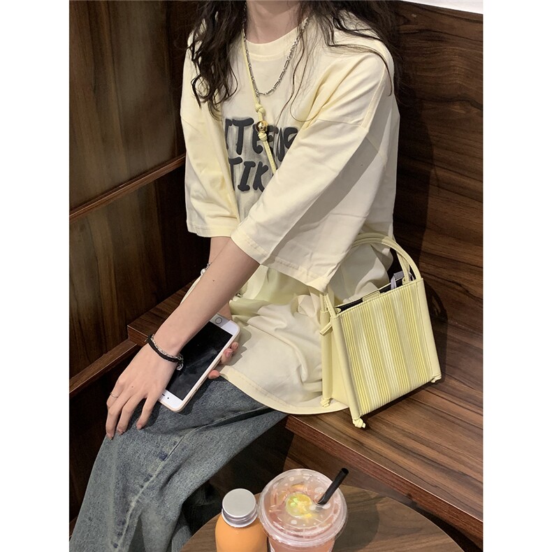 发泡印花短袖T恤ins宽松慵懒风男女夏季半袖上衣服D328-T245-P28,女装T恤,电商D328