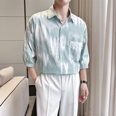 2025夏季新款男士半袖衬衫轻熟七分袖衬衣韩系宽松上衣901C11P58，男装衬衫，星座901