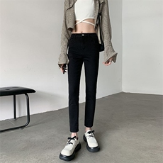 蓝色高腰弹力小脚牛仔裤女2025年新款显瘦紧身百搭九分修身铅笔裤，男装牛仔裤，星座1210-1