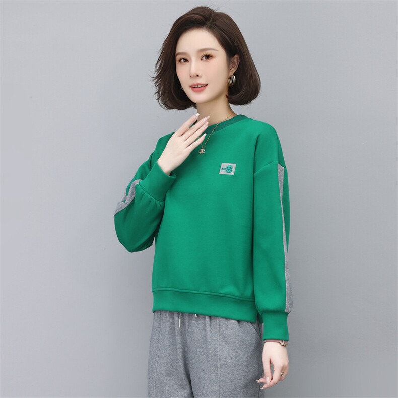 时尚撞色宽松卫衣女新款韩版百搭显瘦长袖上衣学生休闲外套潮,女装卫衣/绒衫,依恋蒂丝