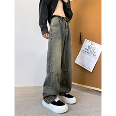 主推款！现货直筒牛仔裤男宽松水洗做旧长裤A080-6101-P6588，男装牛仔裤，电商A080