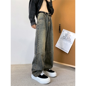 主推款！现货 直筒牛仔裤男宽松水洗做旧长裤A080-6101-P6588图片