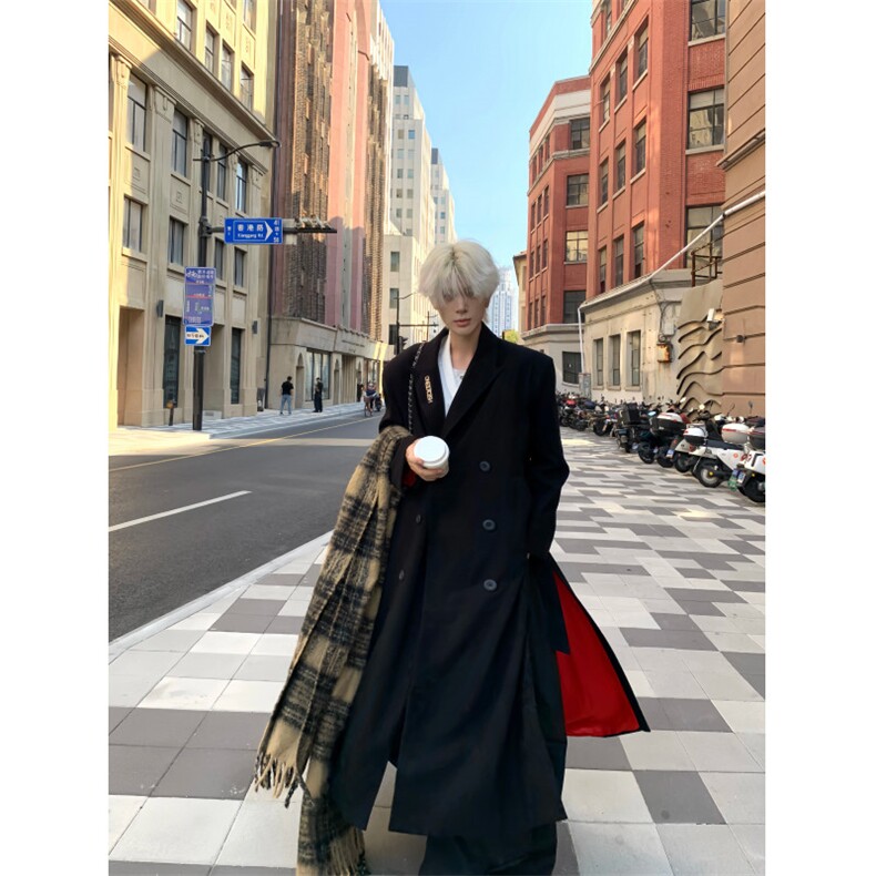 【现货】长款秋冬韩版毛呢大衣宽松高级感外套DY05018P125，男装毛呢大衣，星座1004（原星座815-3）