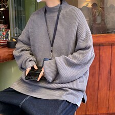 慵懒风套头毛衣春秋季韩版潮牌纯色圆领针织衫宽松百搭M136-P40，男装针织衫/毛衣，星座512-4