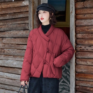 现货2025年冬季新款新中式90绒羽绒服女短款轻薄时尚宽松上衣外套图片