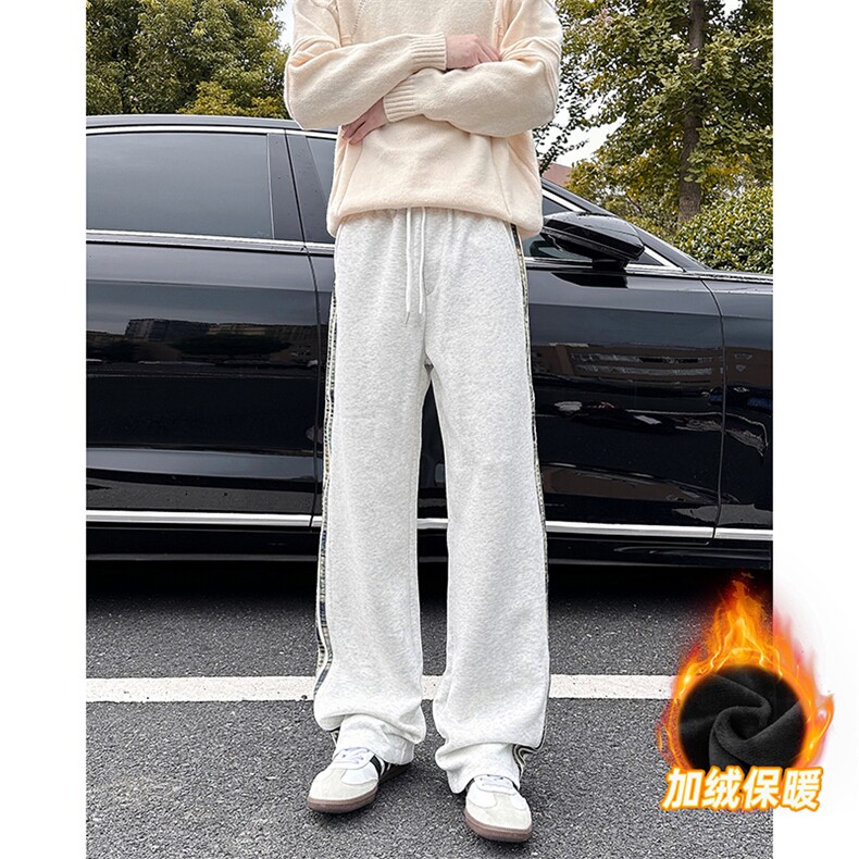 A178-XK60023JR-P40加绒美式直筒休闲卫裤三条杠长裤青少年裤子,男装休闲裤,电商A178