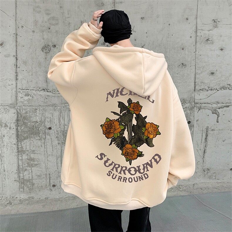 直播品质360克重磅美式印花加厚宽松连帽卫衣开衫外套KS108-特P45图片