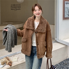 复古两面穿羊羔毛外套女2025冬季新款皮毛一体8060-P205-K295，女装羊羔毛/颗粒绒，浙宝115