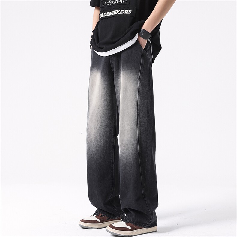 8XL-M特大码牛仔裤渐变宽松阔腿裤男加肥加大休闲款k915p55控78,男装牛仔裤,电商D206-1