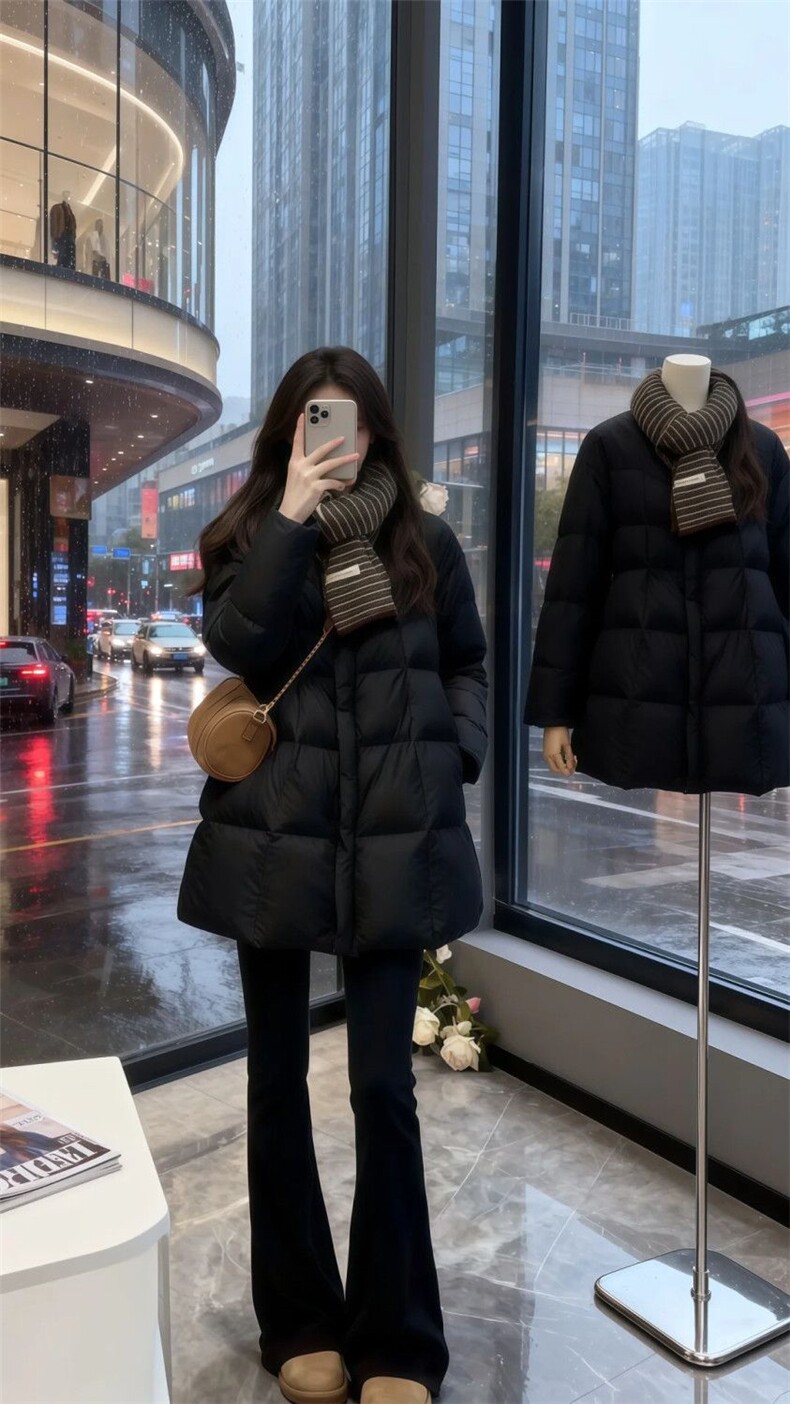 云朵泡芙羽绒服女2025冬季新款高级小个子韩系保暖白鸭绒外套,女装羽绒服,依恋蒂丝