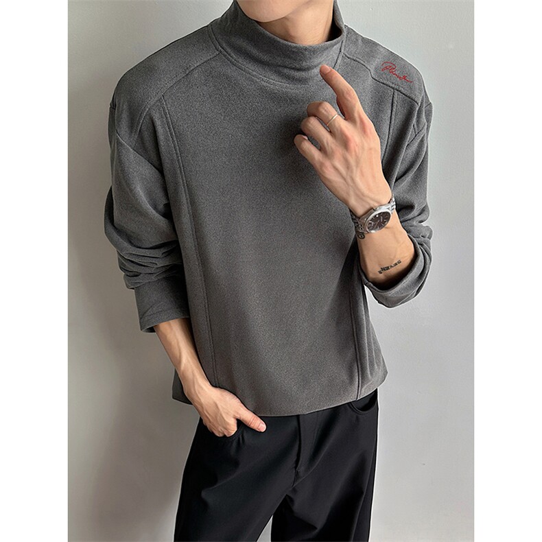 德绒印花打底衫老钱风情侣款半高领卫衣男女DT53084-TP1939,男装T恤,电商A102