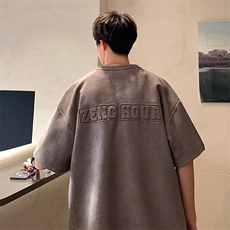 日系夏季时尚潮牌潮标准青春流行新款五分袖圆领男ins城市风貌T恤，男装T恤，星座715-4