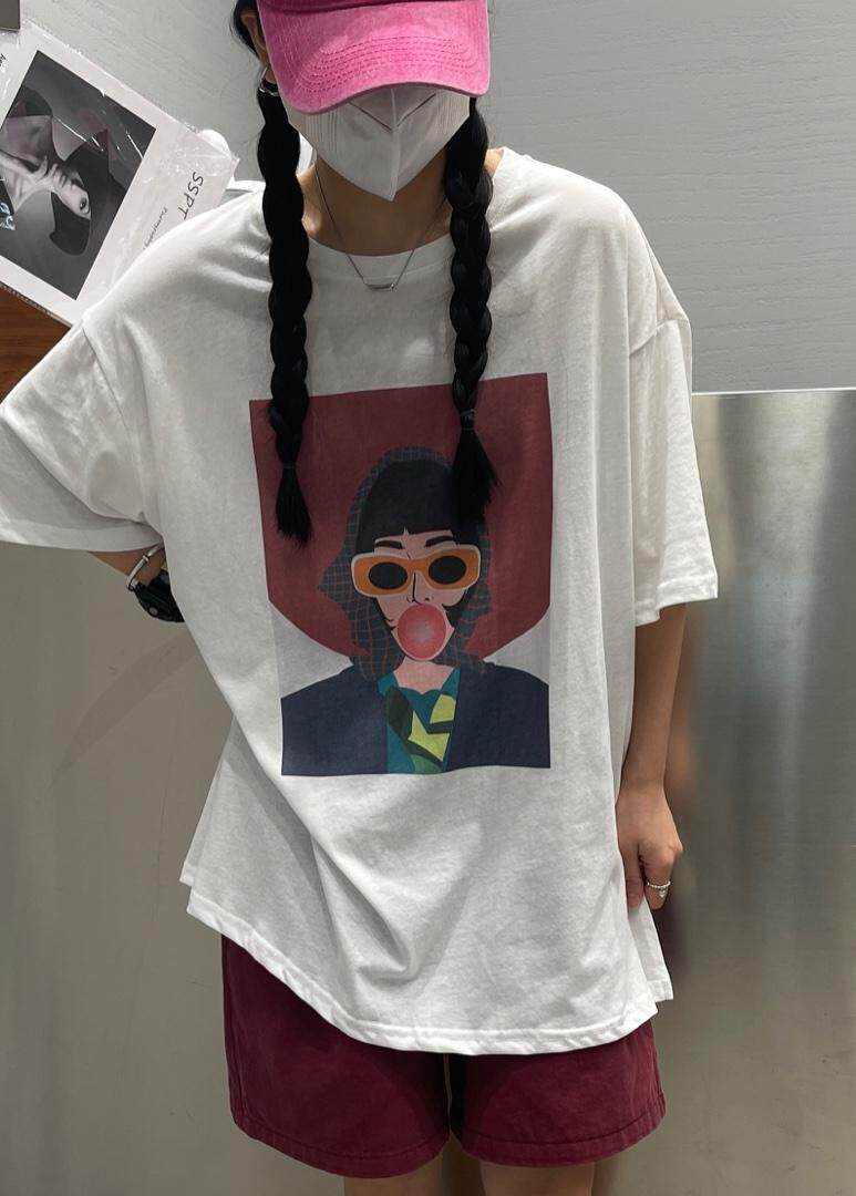 夏季新款大版图案T恤，女装T恤，JIAN.Z 简.站