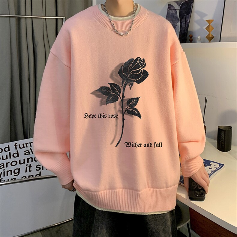 控78假两件毛衣男大码加绒针织衫男毛线衣M80279-P55加绒P70,男装针织衫/毛衣,电商A040