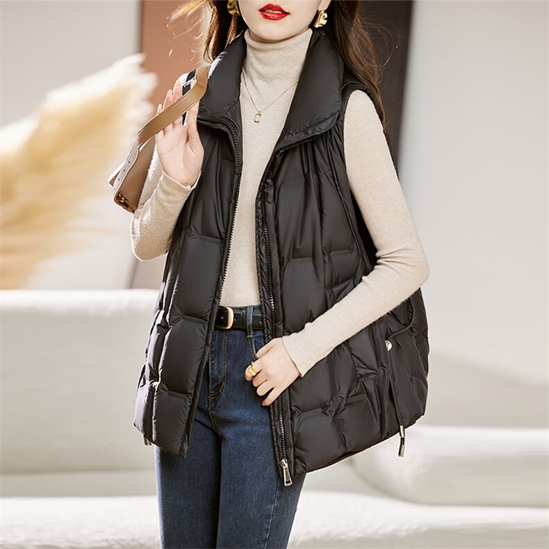羽绒服马甲女外穿坎肩2025秋冬季新款马夹洋气轻薄白鸭绒背心外套图片