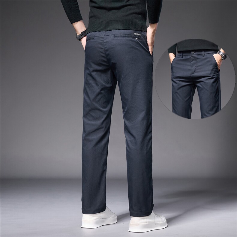 秋季男士厚款休闲裤男裤纯色百搭弹力直筒裤舒适商务西裤长期做，男装西裤，星座224