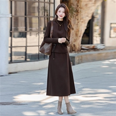 优雅气质针织套装裙女2026春秋新款修身马甲打底衫半身裙子三件套，女装套装/套裙，煊芮熙