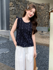 2026夏季新款韩系穿搭一整套轻熟气质无袖上衣宽腿裤两件套，女装套装/套裙，超帛