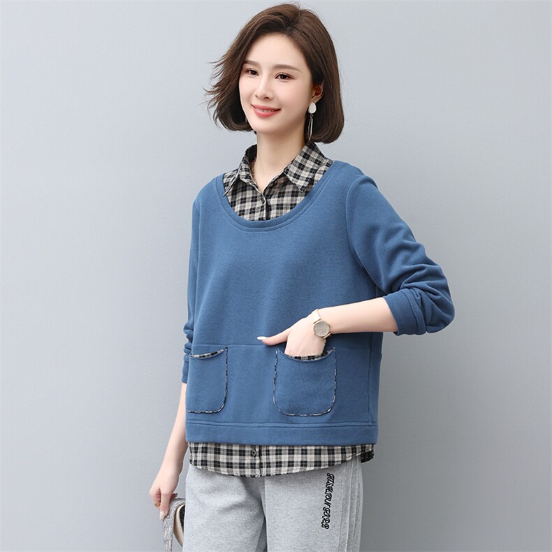 2024年秋季新款韩版休闲百搭卫衣女长袖气质减龄上衣服女打底衫棉,女装卫衣/绒衫,忆绮罗