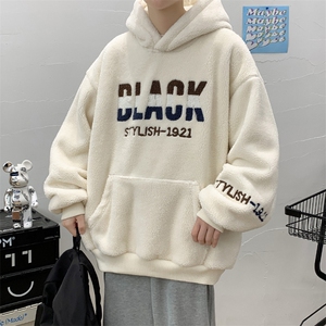 秋冬加绒加厚羊羔绒卫衣青少年休闲连帽外套男女975-P90控价118