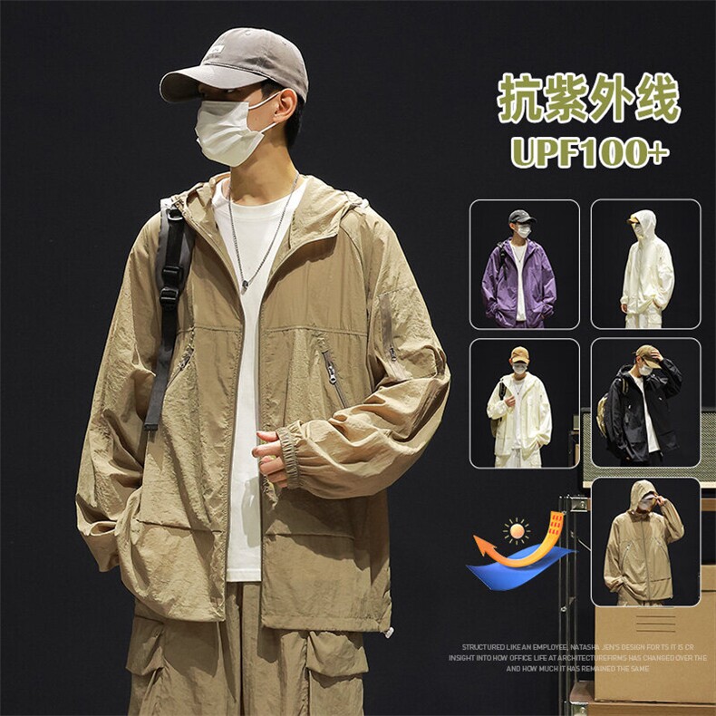 UPF100+有报告凉感轻薄透气套装防晒服两件套HS622-P75，男装防晒衣，星座1206（原A206）