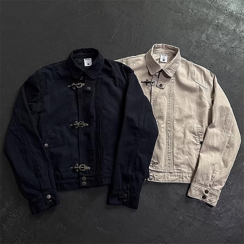 现货春秋季美式复古飞机扣工装外套男女潮牌正肩短款夹克情侣潮,男装夹克,星座302B-3