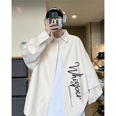 电商DSA028-MCSV687100棉P42新款水洗纯棉印花长袖衬衫男，男装衬衫，电商A028
