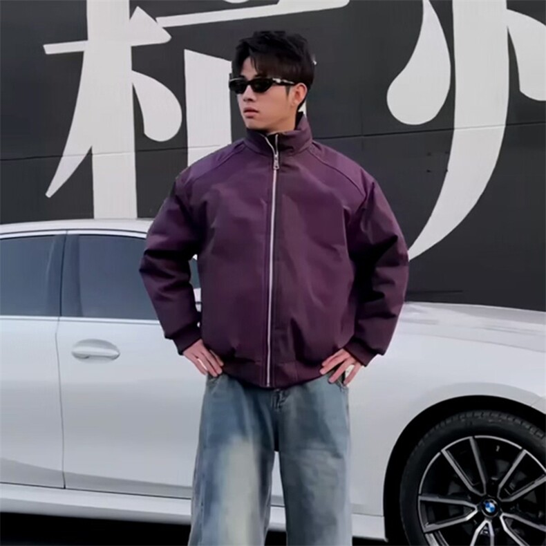 高品质春装新款老钱风美式高街解构立领棒球服飞行夹克潮休闲外套,男装夹克,电商A443