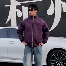 高品质春装新款老钱风美式高街解构立领棒球服飞行夹克潮休闲外套，男装夹克，电商A443