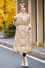 【bao款现货】2024新款冬装外套气质长款加厚抽绳羽绒服90白鸭绒，女装羽绒服，雅静靓衣