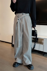 春秋红潮男慵懒风宽松条纹阔腿弯刀长裤男潮流K1003-P68，男装休闲裤，电商B267