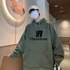 港风抖音直播得物高品质宽松麂皮绒连帽卫衣W6203P48，男装卫衣，电商C408-1(原B339-1)