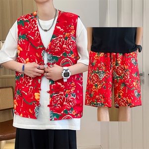 TZRM1 男女休闲套装马甲短裤坎肩背心沙滩裤婚礼喜庆团队大码潮图片