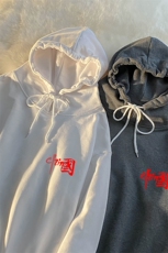 WY2276-P35加绒款-P40纯棉连帽卫衣男大码运动帽衫宽松薄外套男，男装卫衣，电商A040