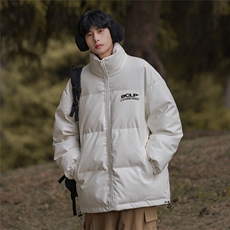 港风23冬季时尚百搭宽松字母印花潮流PU棉服外套MY6450P115控158，男装棉衣，电商A268A