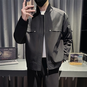 新款社会小伙秋装男时尚工装夹克男店主外套JK801-P78 控128 黑色图片