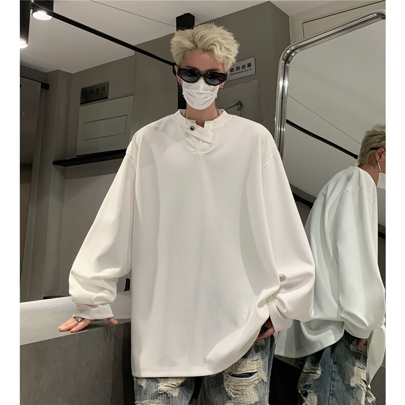 初秋新款抗皱不起球小V领T恤男长袖纯色套头上衣打底衫D362 特P38图片
