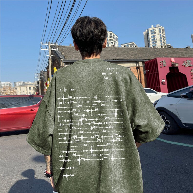 2026夏季新款麂皮绒得物抖音品质印花短袖T恤djp265-特批23控39图片