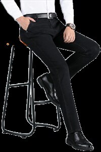 W708秋冬男士牛仔裤裤子宽松直筒修身休闲黑色加厚弹力P65图片